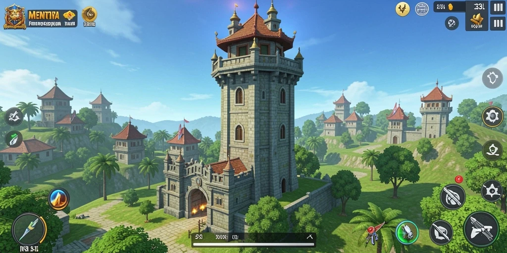 Tampilan gameplay 33L yang menegangkan dalam pertahanan menara.