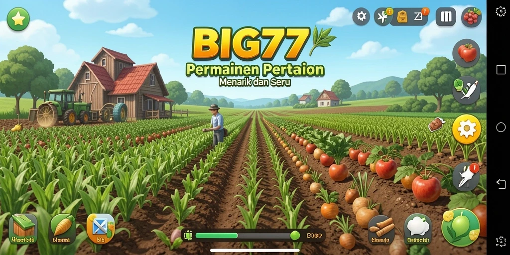 Screenshot gameplay BIG77 menampilkan aktivitas bertani yang menyenangkan.