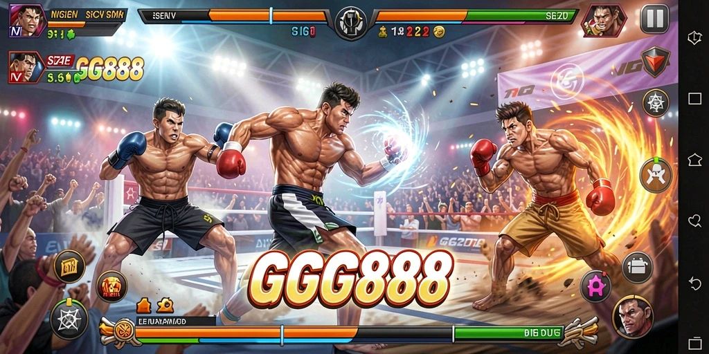 Screenshot utama GGG888 memperlihatkan aksi pertarungan yang mendebarkan.