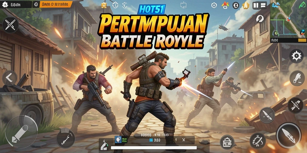 Gameplay HOT51 menampilkan pertempuran seru di arena Battle Royale.
