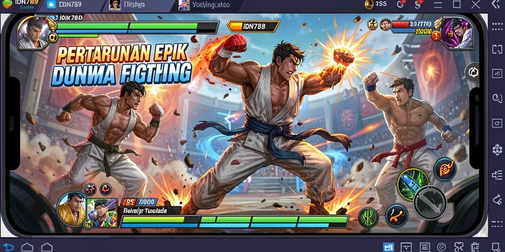 Screenshot menunjukkan pertarungan intens dari game Fighting IDN789.