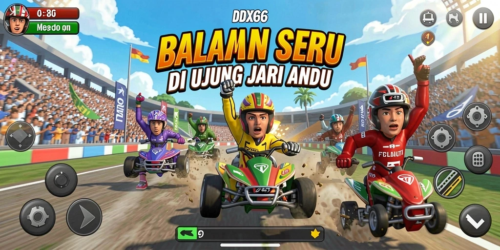 Screenshot gameplay IDX66 dengan balapan penuh adrenalin.