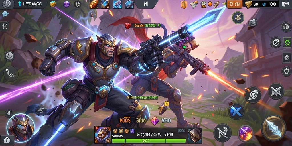 Tampilan menarik dari gameplay seru game MOBA LEDAKGG.