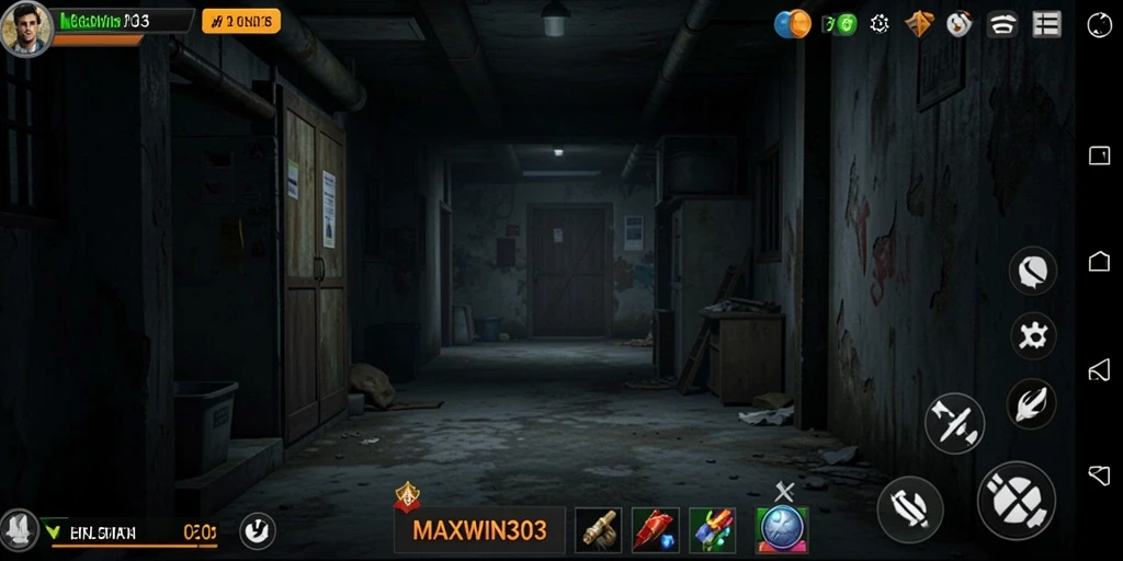 Tampilan gameplay menegangkan dari MAXWIN303 dengan suasana gelap.