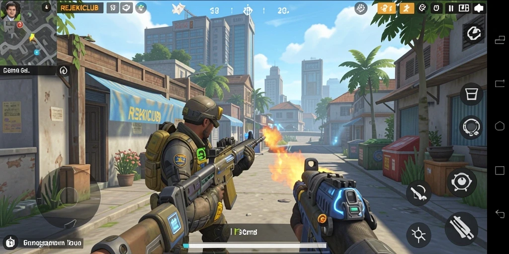 Tampilan seru gameplay REJEKICLUB di medan tempur.