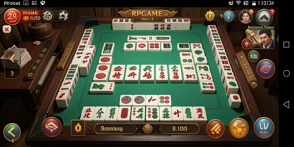 Screenshot dari gameplay RPGAME yang menampilkan suasana permainan Mahjong.