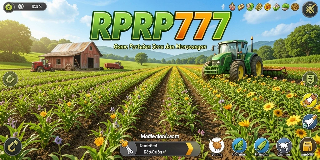 Tampilan gameplay seru RPRP777 dengan aktivitas bertani.