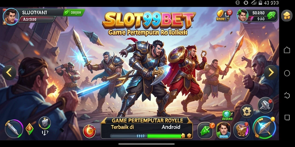 Screenshot utama SLOT99BET menampilkan pertempuran mendebarkan di arena Battle Royale.