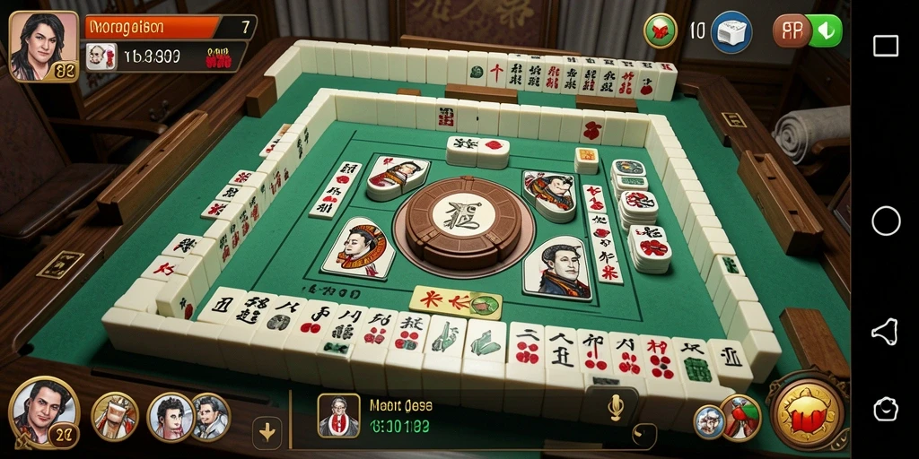 Tangkapan layar V87 menampilkan gameplay Mahjong yang seru.